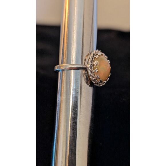 Sterling Silver Lab Created Orange Opal Ring Size 5.75 - Picture 5 of 9